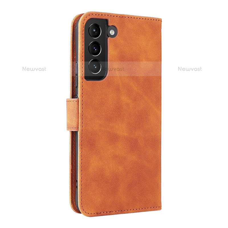 Leather Case Stands Flip Cover Holder L06Z for Samsung Galaxy S21 FE 5G Brown