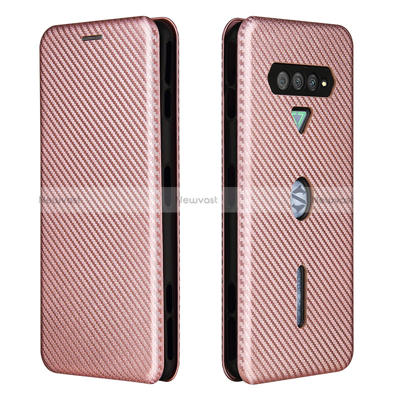 Leather Case Stands Flip Cover Holder L06Z for Xiaomi Black Shark 4 5G Rose Gold