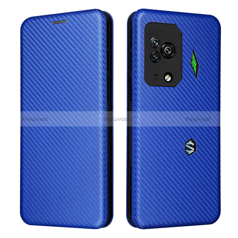 Leather Case Stands Flip Cover Holder L06Z for Xiaomi Black Shark 5 Pro 5G Blue