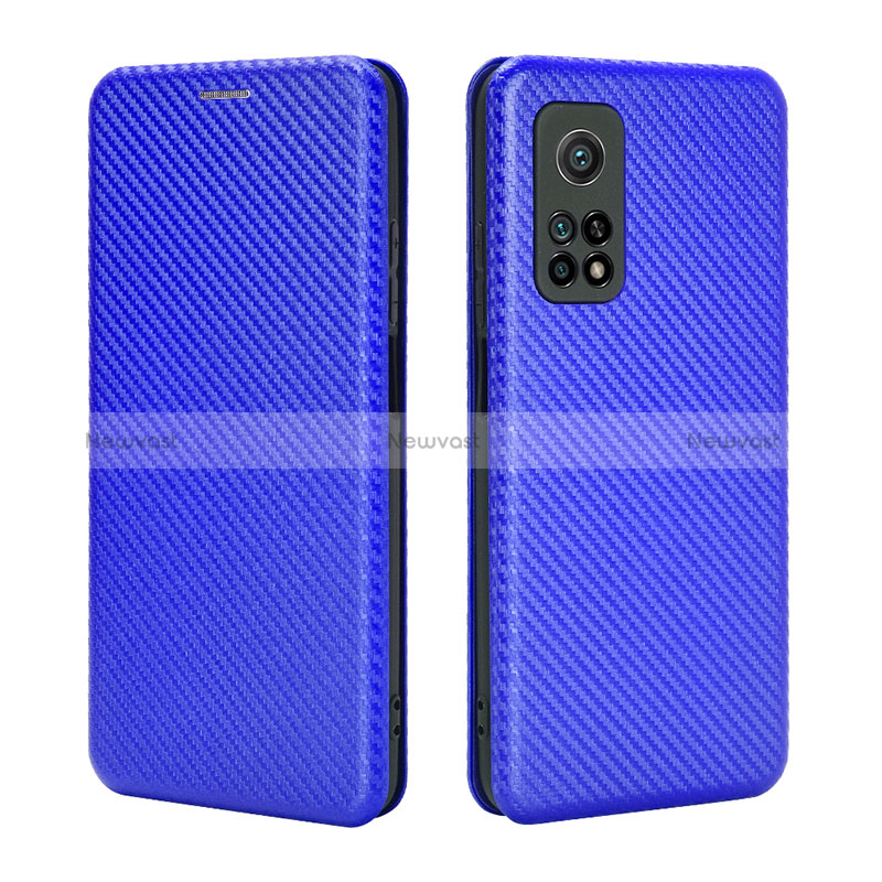 Leather Case Stands Flip Cover Holder L06Z for Xiaomi Mi 10T 5G Blue