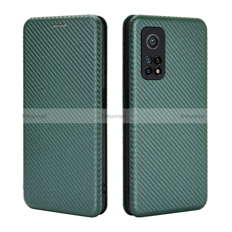 Leather Case Stands Flip Cover Holder L06Z for Xiaomi Mi 10T 5G Green