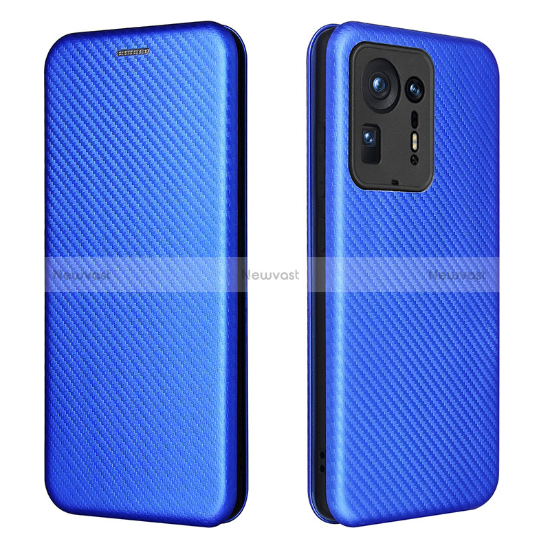 Leather Case Stands Flip Cover Holder L06Z for Xiaomi Mi Mix 4 5G Blue