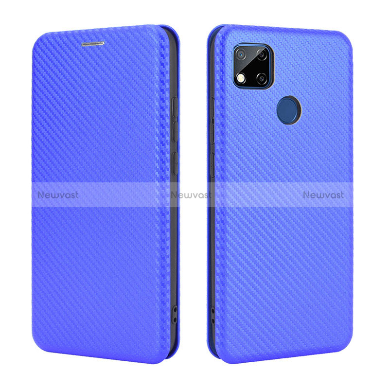 Leather Case Stands Flip Cover Holder L06Z for Xiaomi POCO C3 Blue