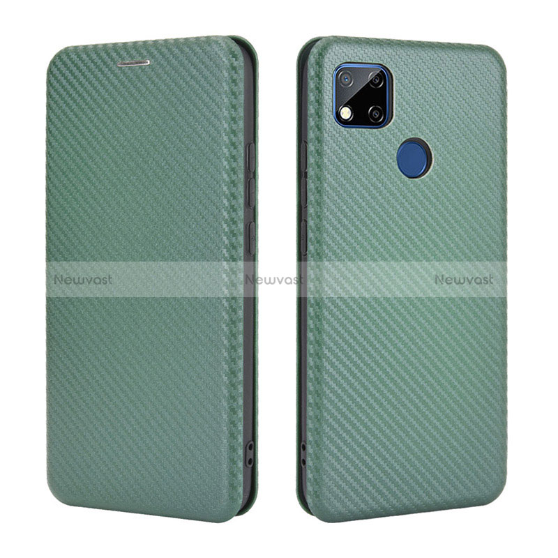 Leather Case Stands Flip Cover Holder L06Z for Xiaomi POCO C3 Green