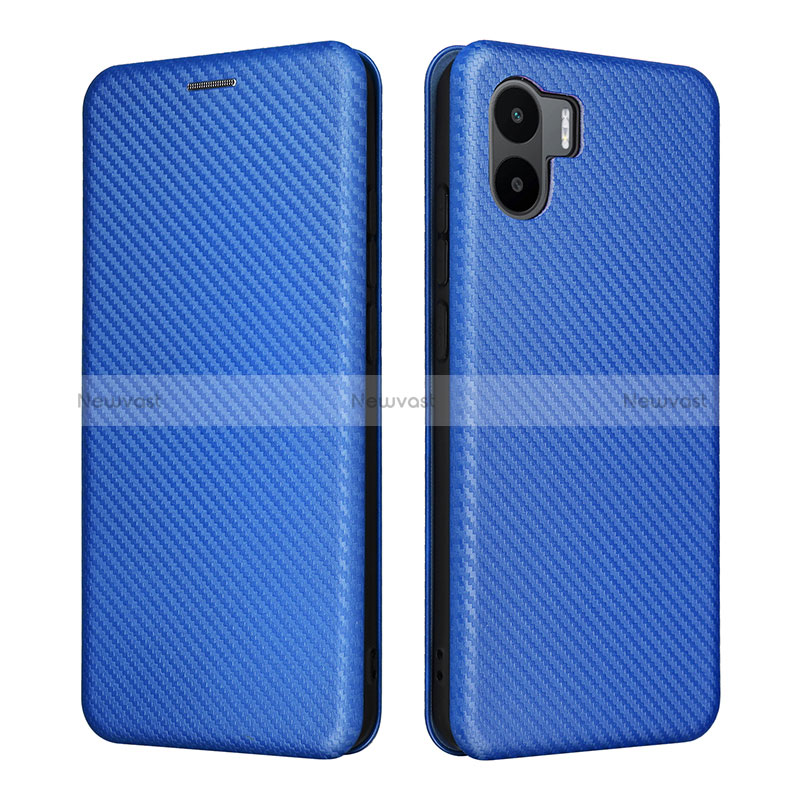 Leather Case Stands Flip Cover Holder L06Z for Xiaomi Poco C50 Blue