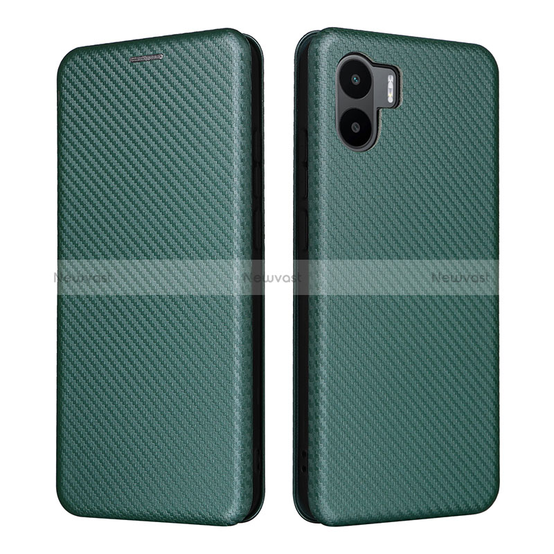 Leather Case Stands Flip Cover Holder L06Z for Xiaomi Poco C50 Green