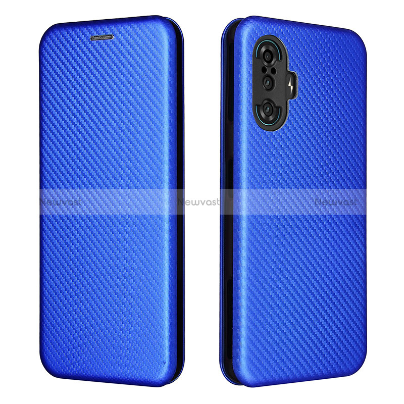 Leather Case Stands Flip Cover Holder L06Z for Xiaomi Poco F3 GT 5G Blue