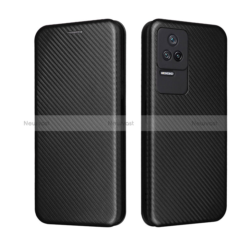 Leather Case Stands Flip Cover Holder L06Z for Xiaomi Poco F4 5G Black