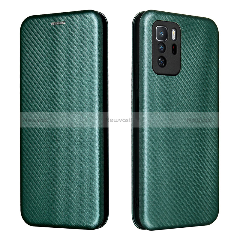 Leather Case Stands Flip Cover Holder L06Z for Xiaomi Poco X3 GT 5G Green