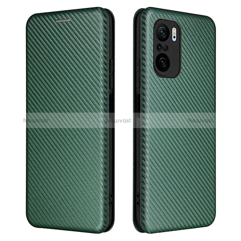 Leather Case Stands Flip Cover Holder L06Z for Xiaomi Redmi K40 Pro 5G Green