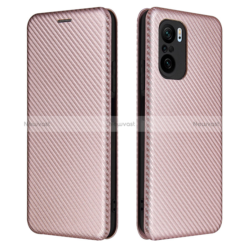 Leather Case Stands Flip Cover Holder L06Z for Xiaomi Redmi K40 Pro+ Plus 5G Rose Gold