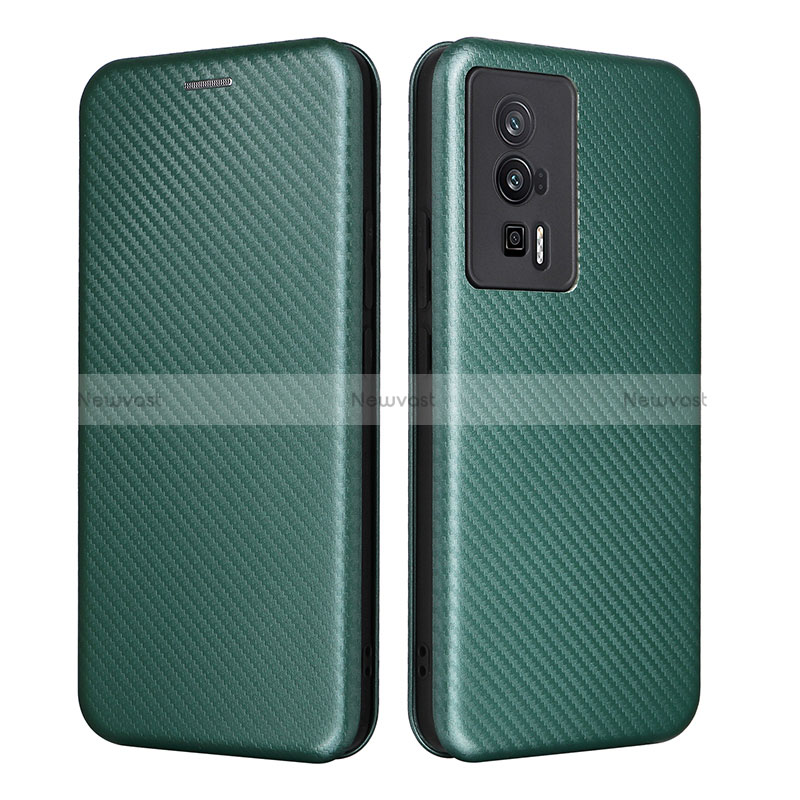 Leather Case Stands Flip Cover Holder L06Z for Xiaomi Redmi K60 5G Green