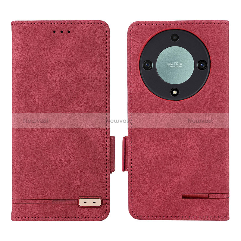 Leather Case Stands Flip Cover Holder L07Z for Huawei Honor Magic5 Lite 5G Red