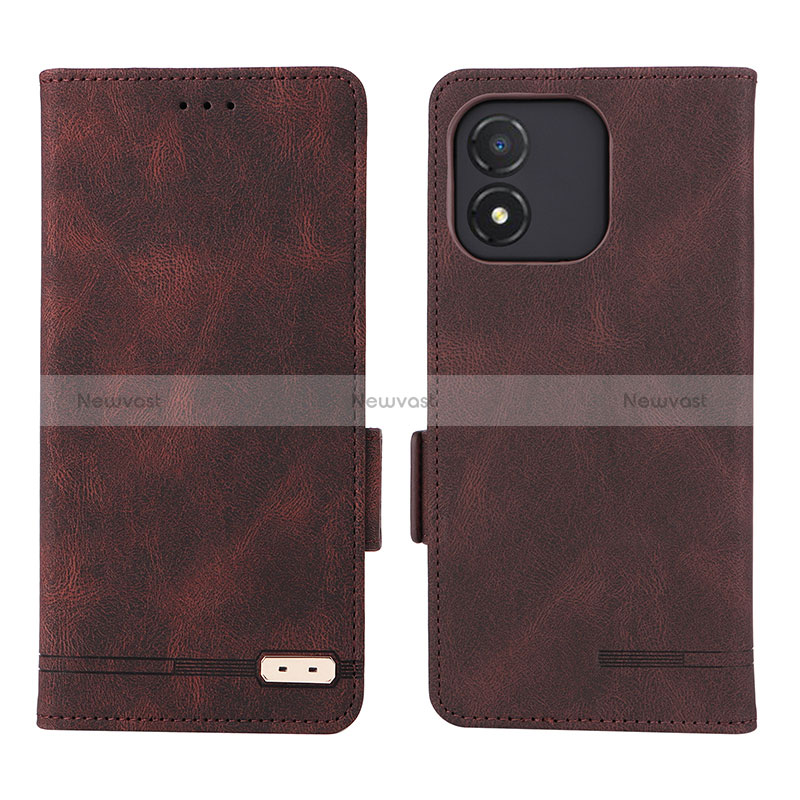 Leather Case Stands Flip Cover Holder L07Z for Huawei Honor X5 Brown