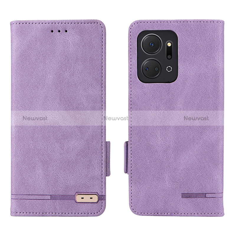 Leather Case Stands Flip Cover Holder L07Z for Huawei Honor X7a Purple