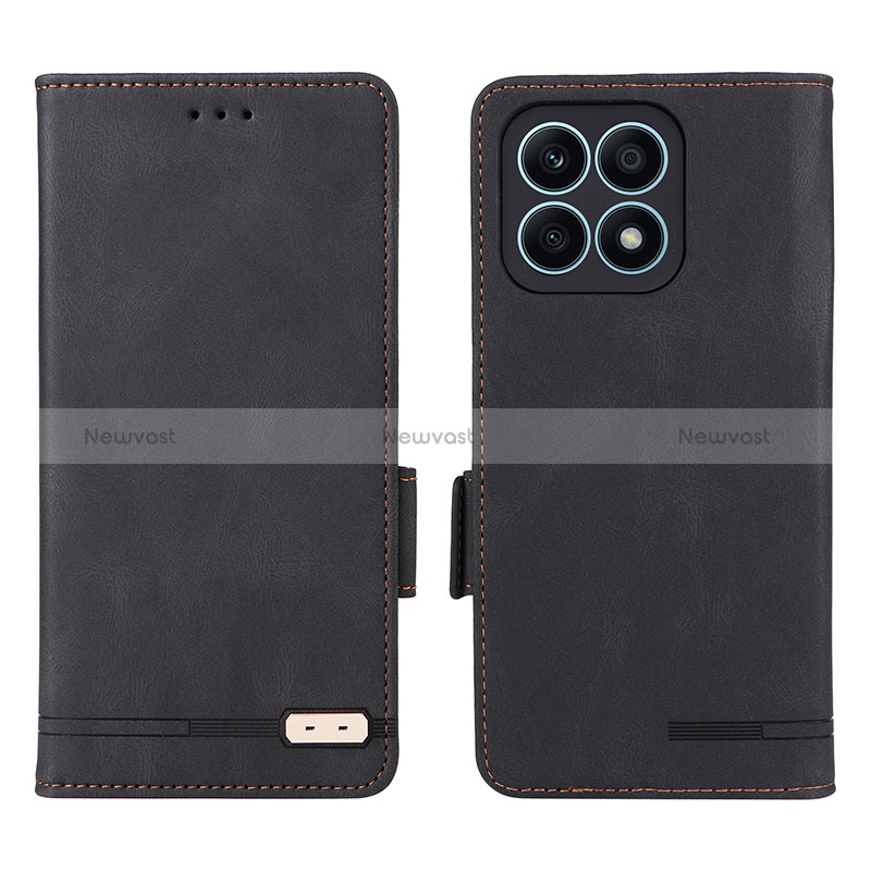 Leather Case Stands Flip Cover Holder L07Z for Huawei Honor X8a 4G Black