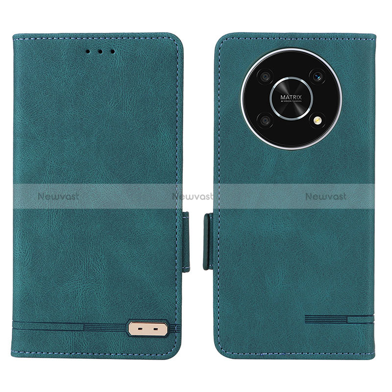 Leather Case Stands Flip Cover Holder L07Z for Huawei Honor X9 5G Green