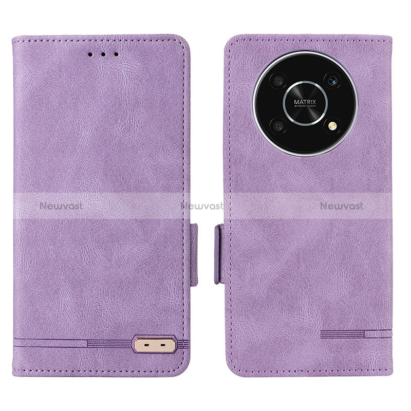 Leather Case Stands Flip Cover Holder L07Z for Huawei Honor X9 5G Purple