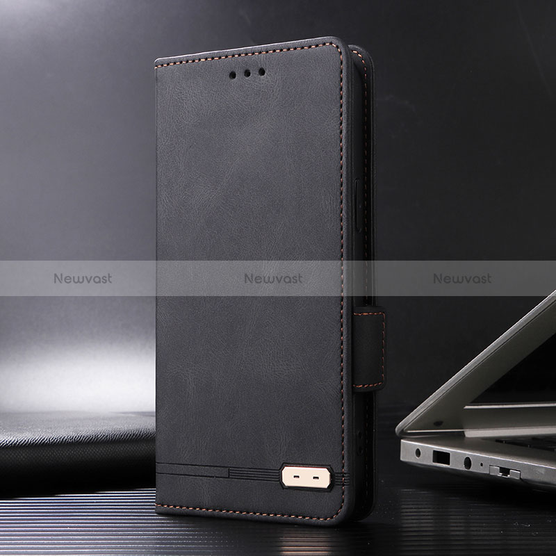 Leather Case Stands Flip Cover Holder L07Z for Motorola Moto Edge 40 Neo 5G Black