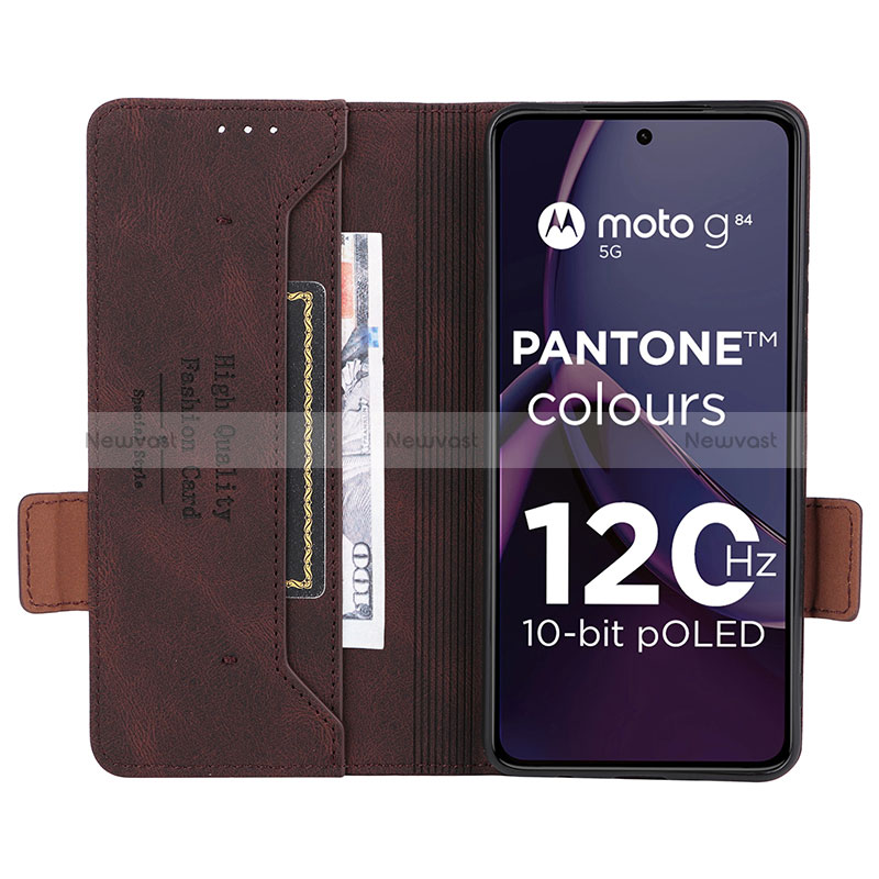 Leather Case Stands Flip Cover Holder L07Z for Motorola Moto G84 5G