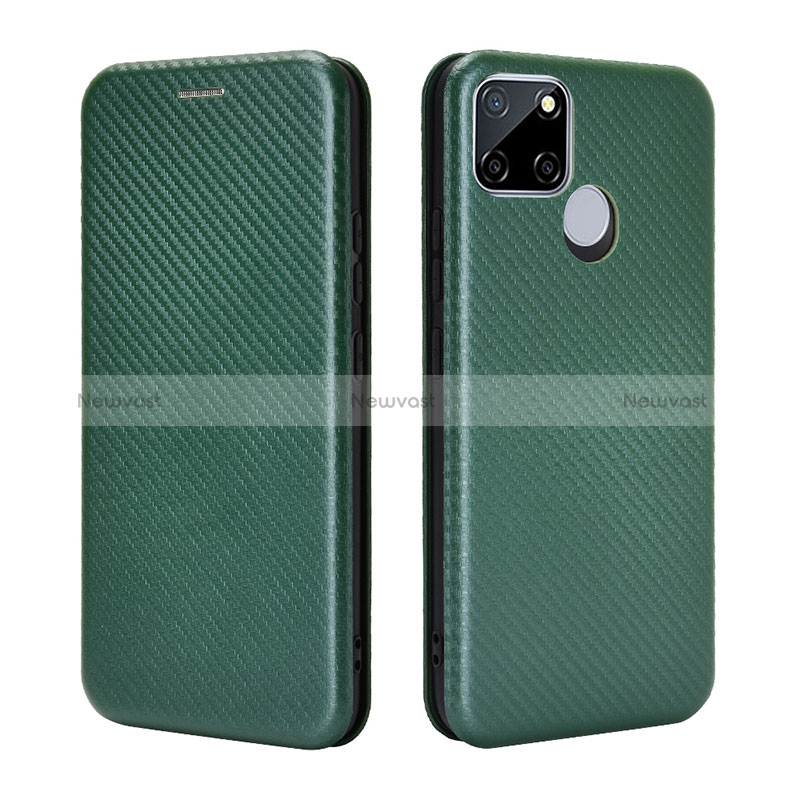 Leather Case Stands Flip Cover Holder L07Z for Realme 7i RMX2193 Green