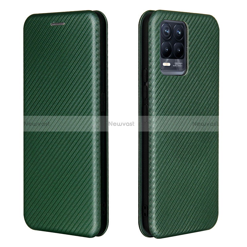 Leather Case Stands Flip Cover Holder L07Z for Realme 8 4G Green