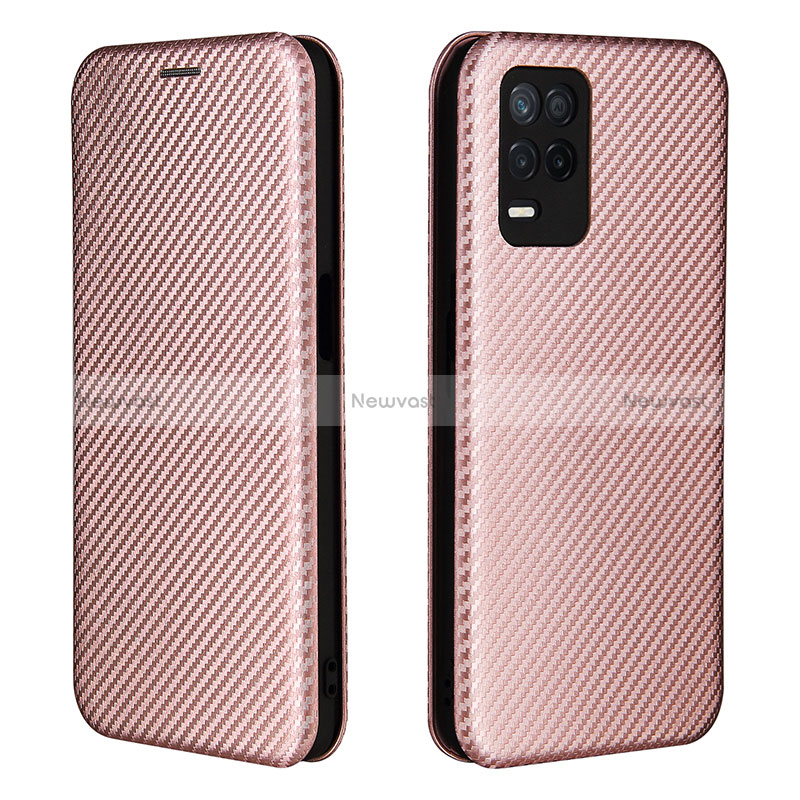 Leather Case Stands Flip Cover Holder L07Z for Realme 8 5G Rose Gold