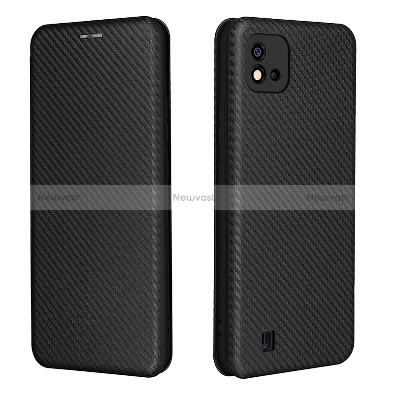 Leather Case Stands Flip Cover Holder L07Z for Realme C11 (2021) Black