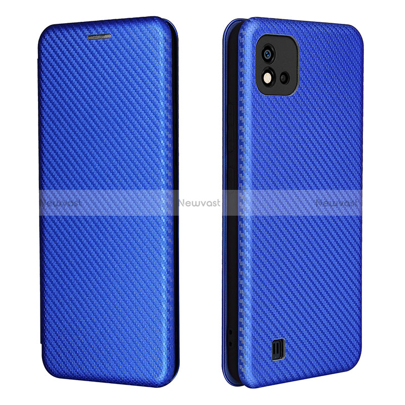 Leather Case Stands Flip Cover Holder L07Z for Realme C11 (2021) Blue