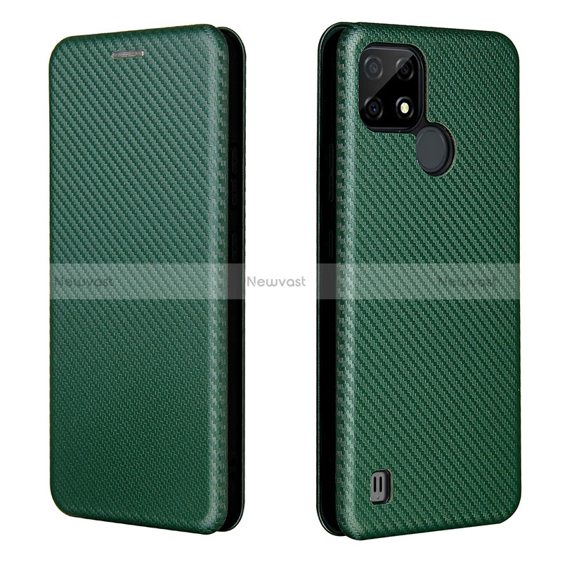 Leather Case Stands Flip Cover Holder L07Z for Realme C21 Green