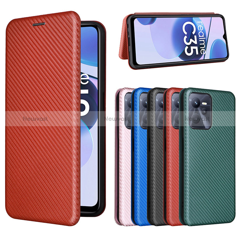 Leather Case Stands Flip Cover Holder L07Z for Realme C35