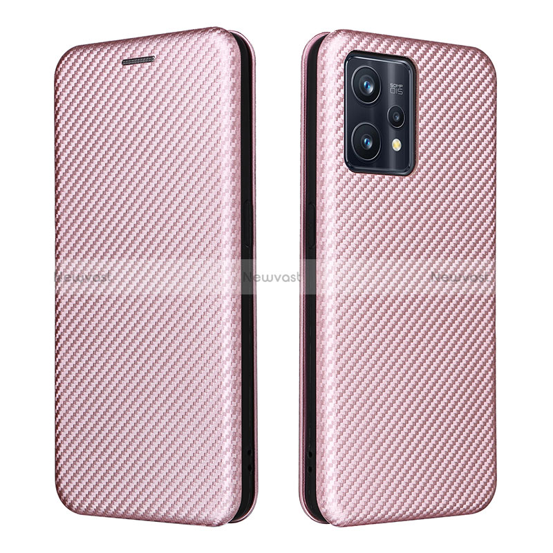 Leather Case Stands Flip Cover Holder L07Z for Realme Narzo 50 Pro 5G Rose Gold