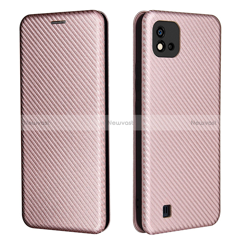 Leather Case Stands Flip Cover Holder L07Z for Realme Narzo 50i Rose Gold