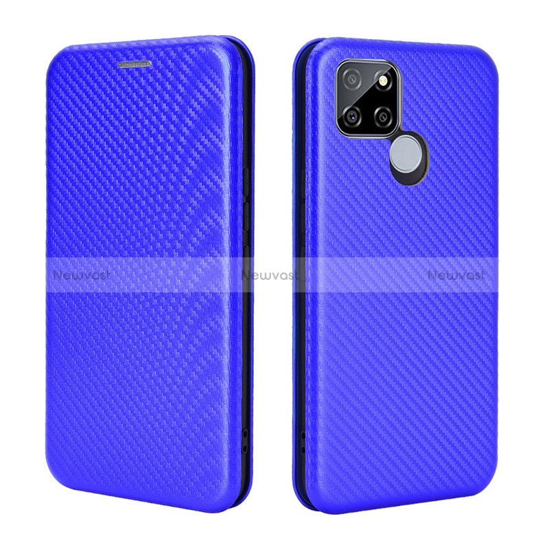 Leather Case Stands Flip Cover Holder L07Z for Realme Q2i 5G Blue