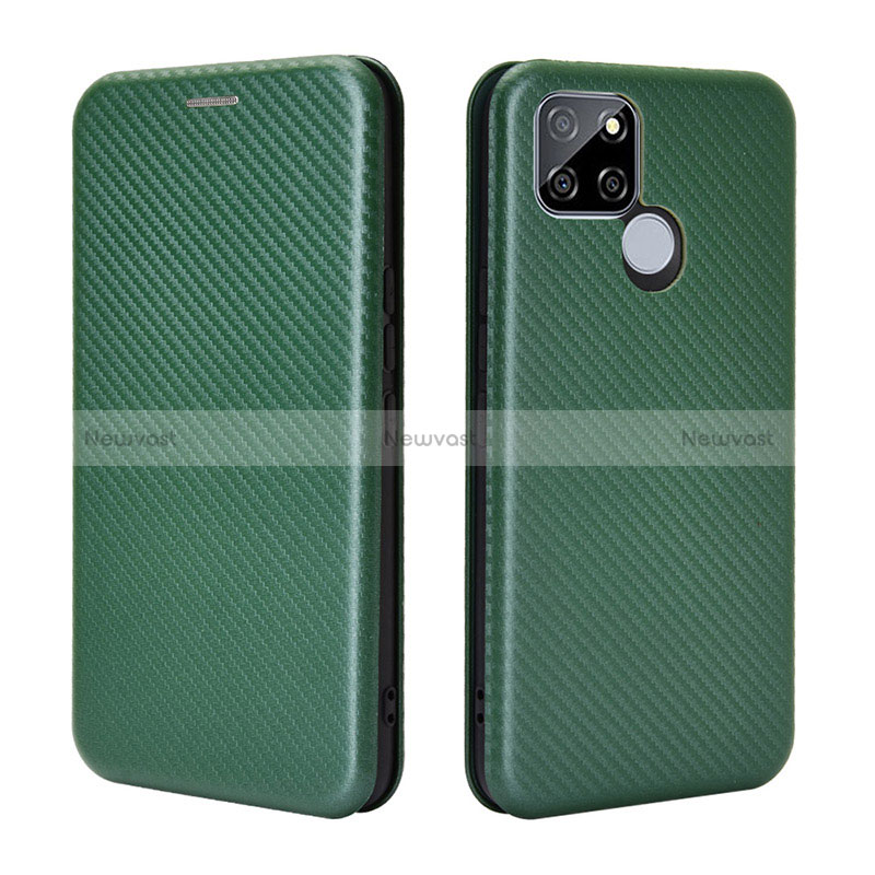 Leather Case Stands Flip Cover Holder L07Z for Realme Q2i 5G Green