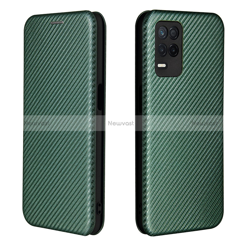 Leather Case Stands Flip Cover Holder L07Z for Realme Q3i 5G Green