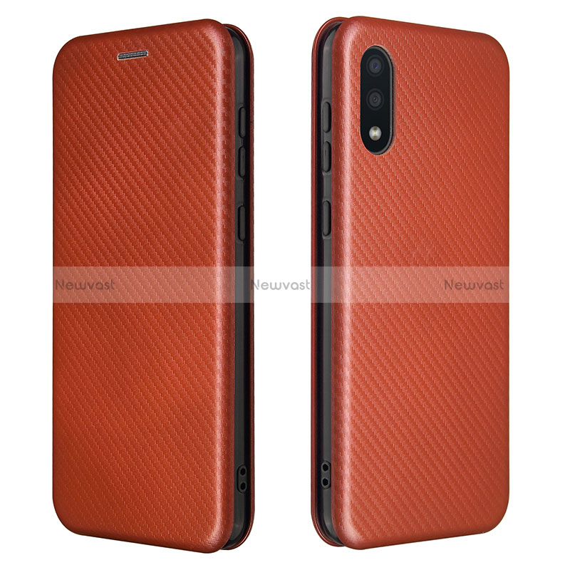 Leather Case Stands Flip Cover Holder L07Z for Samsung Galaxy A02 Red