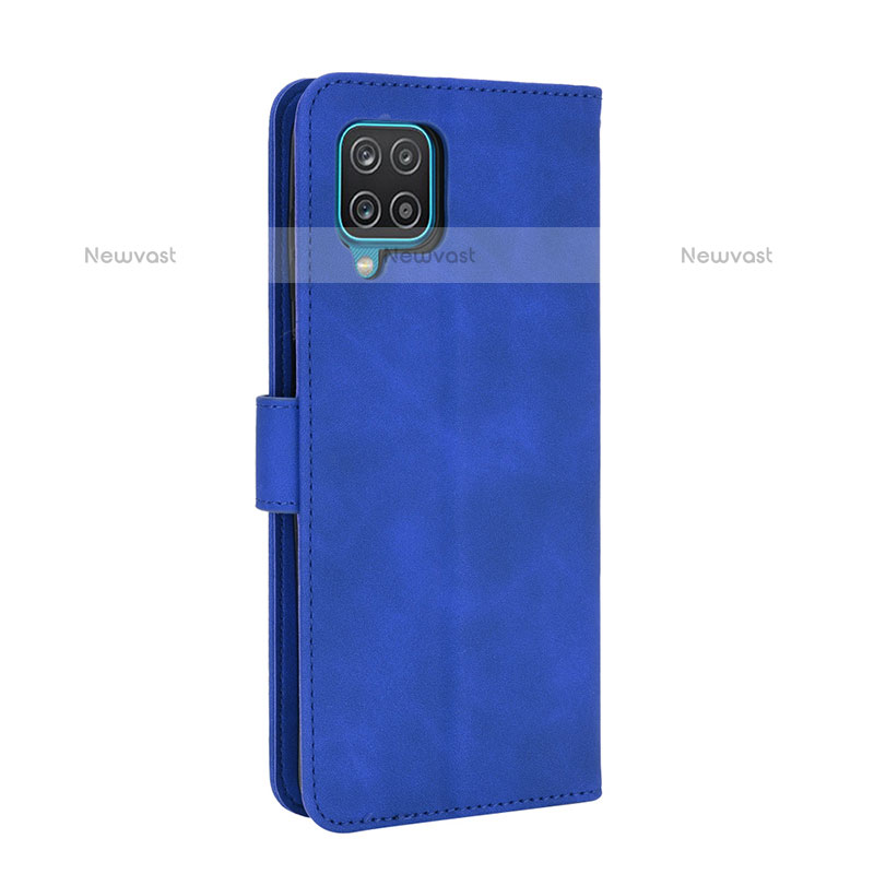 Leather Case Stands Flip Cover Holder L07Z for Samsung Galaxy A12 Blue