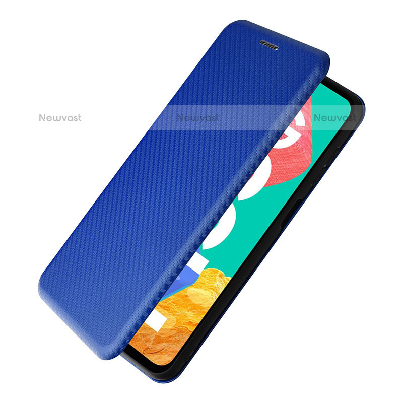 Leather Case Stands Flip Cover Holder L07Z for Samsung Galaxy M33 5G Blue