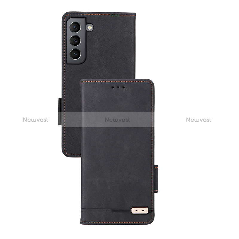 Leather Case Stands Flip Cover Holder L07Z for Samsung Galaxy S24 Plus 5G Black