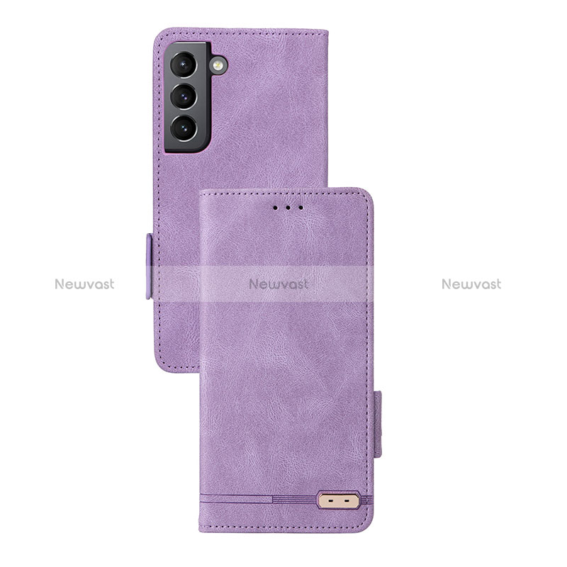 Leather Case Stands Flip Cover Holder L07Z for Samsung Galaxy S24 Plus 5G Purple