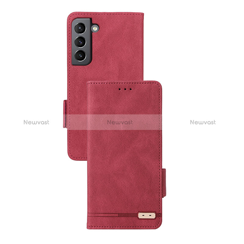 Leather Case Stands Flip Cover Holder L07Z for Samsung Galaxy S24 Plus 5G Red