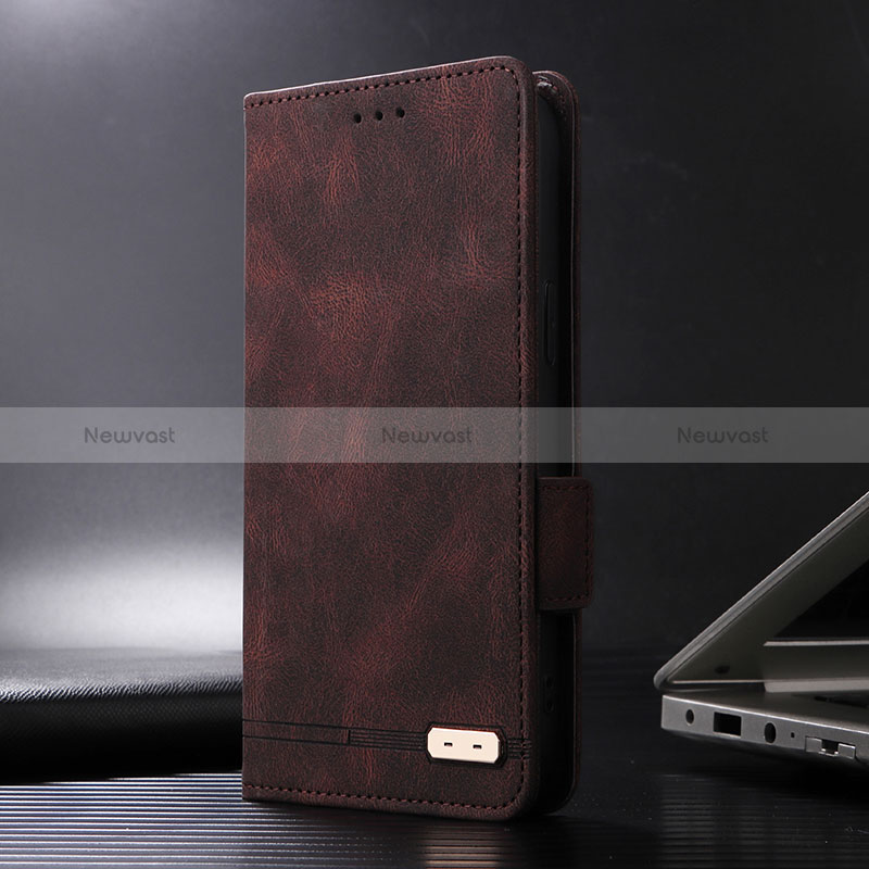 Leather Case Stands Flip Cover Holder L07Z for Sony Xperia 5 V Brown