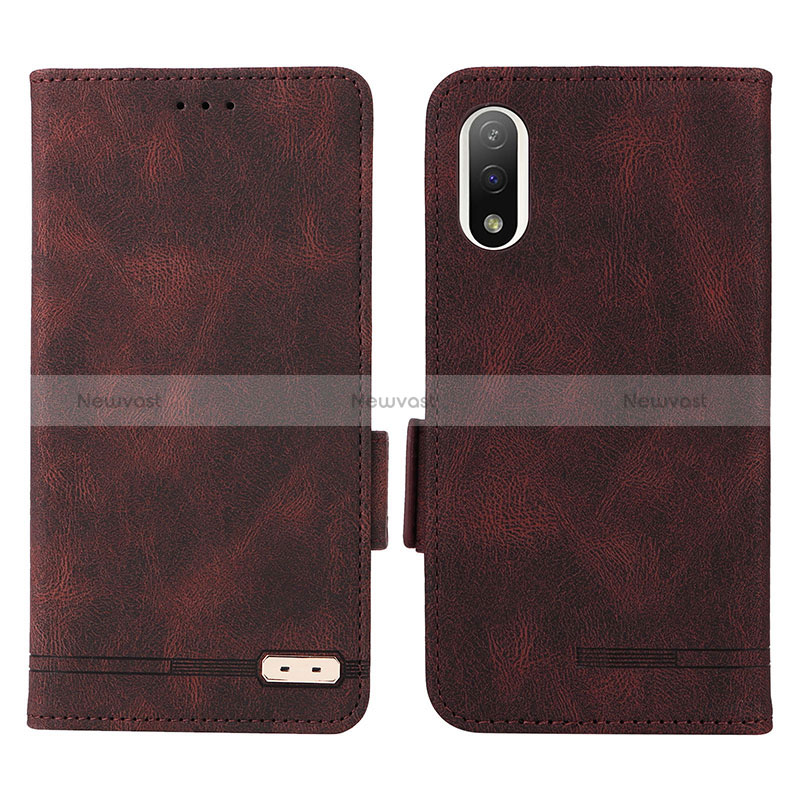 Leather Case Stands Flip Cover Holder L07Z for Sony Xperia Ace III SO-53C Brown