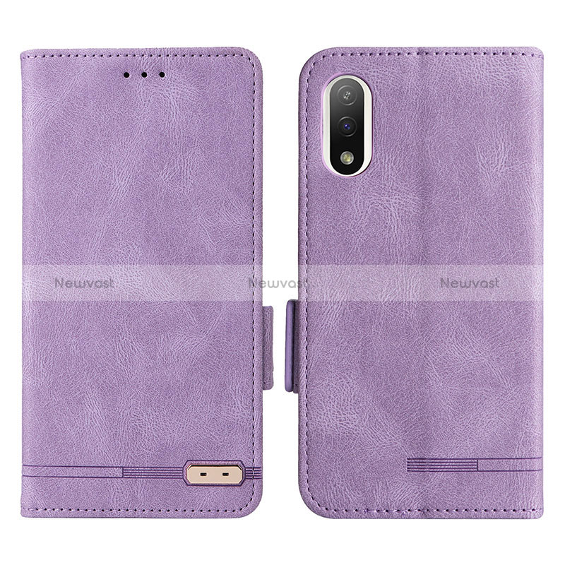 Leather Case Stands Flip Cover Holder L07Z for Sony Xperia Ace III SO-53C Purple