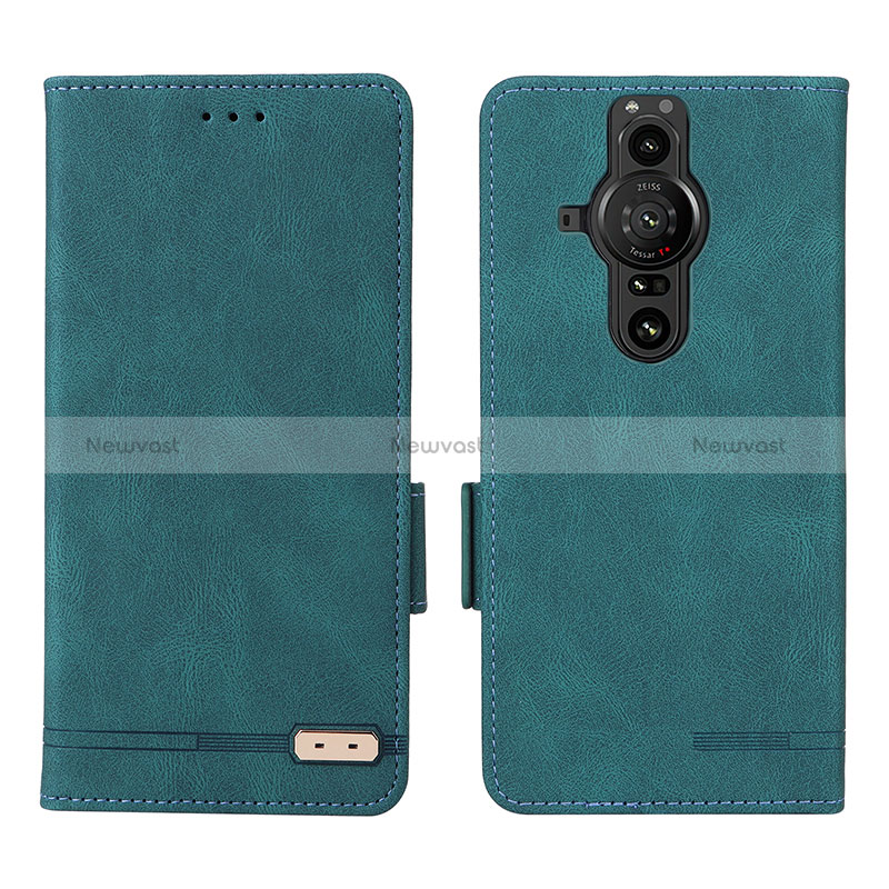 Leather Case Stands Flip Cover Holder L07Z for Sony Xperia PRO-I Green