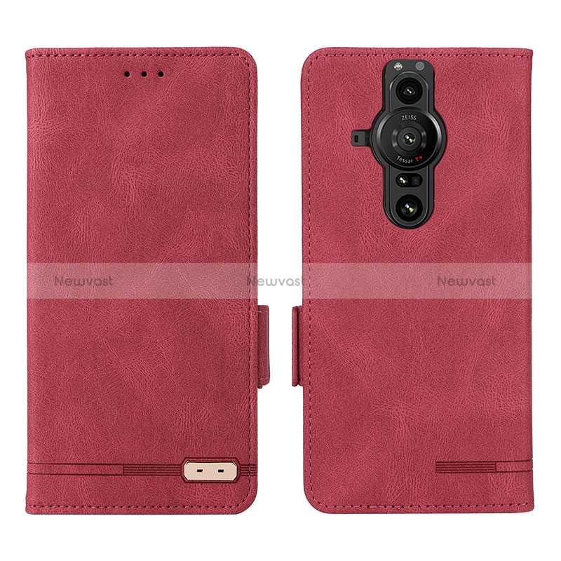 Leather Case Stands Flip Cover Holder L07Z for Sony Xperia PRO-I Red