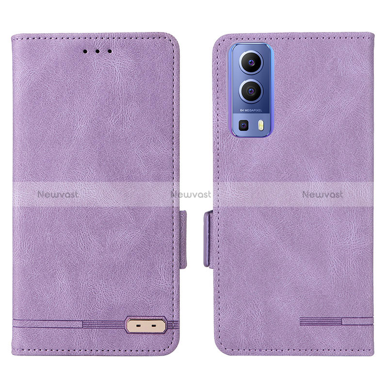 Leather Case Stands Flip Cover Holder L07Z for Vivo iQOO Z3 5G Purple