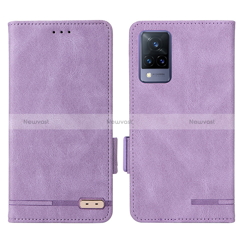 Leather Case Stands Flip Cover Holder L07Z for Vivo V21 5G Purple