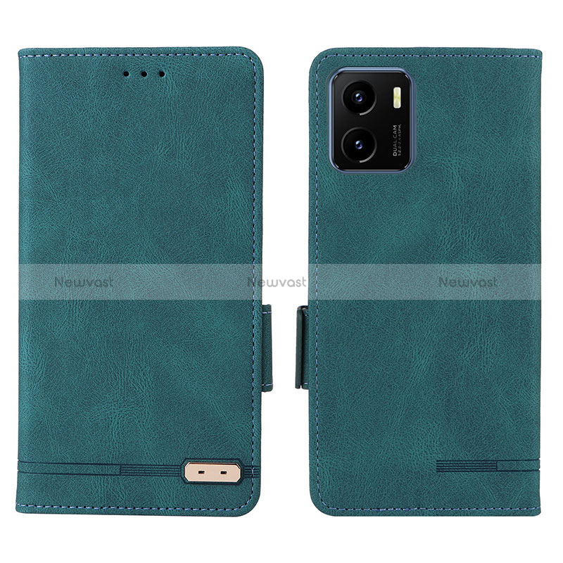 Leather Case Stands Flip Cover Holder L07Z for Vivo Y10 Green